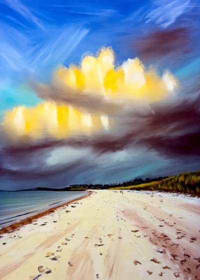 Nuages dorés au-dessus de la plage - Justyna Jaszke