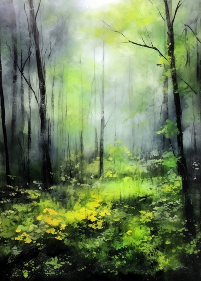 Forêt brumeuse baignée de soleil - Justyna Jaszke