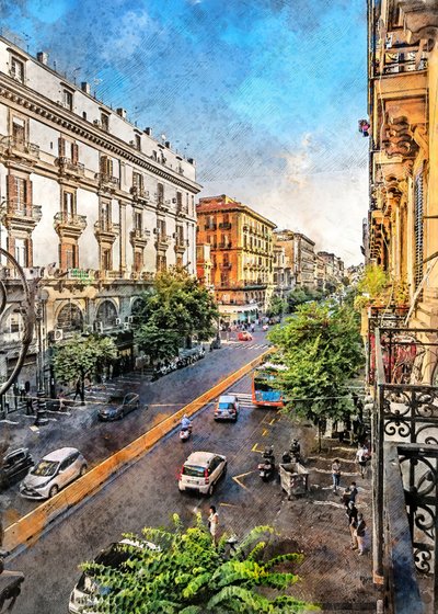 Une vue animée des rues d