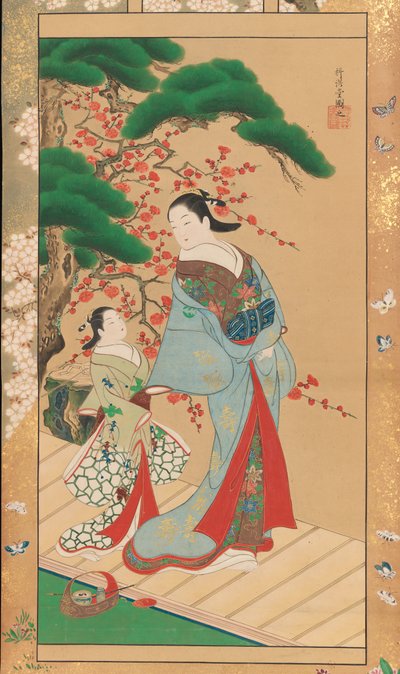 Courtisane et servante au début du printemps, début du XVIIIe siècle - Kakondo