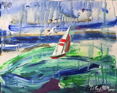 Paysage marin avec voilier en mouvement - Kanat Ibragimov