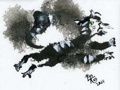 Le chat bondissant à l