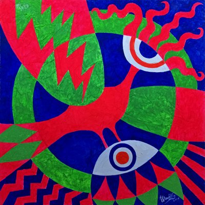 Oiseau géométrique aux couleurs vives - Kanat Ibragimov