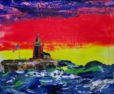 Un coucher de soleil éclatant au phare - Kanat Ibragimov