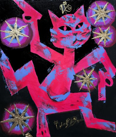 Chat néon aux couleurs vives - Kanat Ibragimov