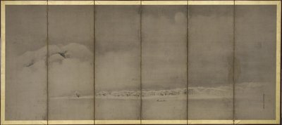 Mont Fuji et point de Matsubara, écrans - Kano Tanyu