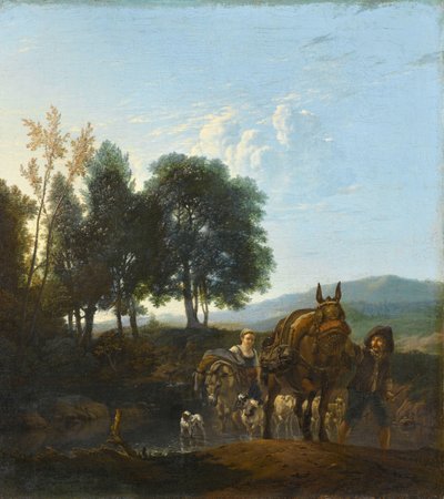 Paysage avec conducteur de mule - Karel Du Jardin