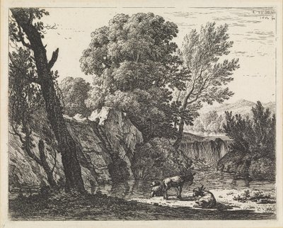 Paysage avec un homme et deux ânes - Karel Dujardin