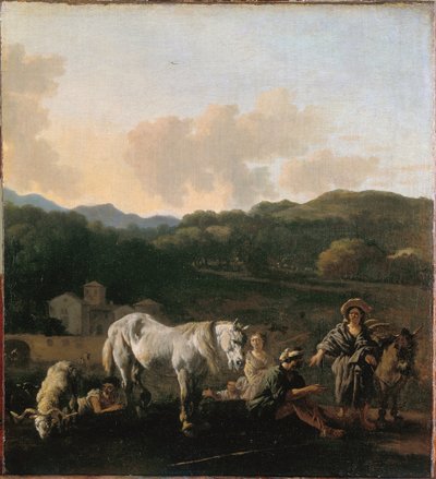 Des paysans et un cheval blanc - Karel Dujardin