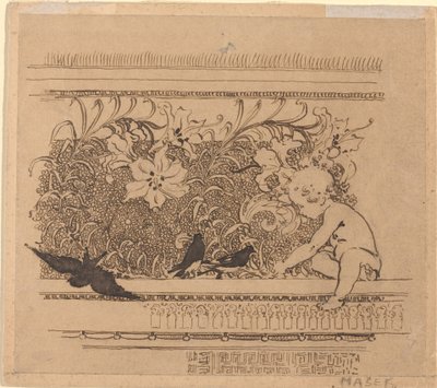 Motif ornemental avec oiseaux et lys - Karel Vitezslav Masek