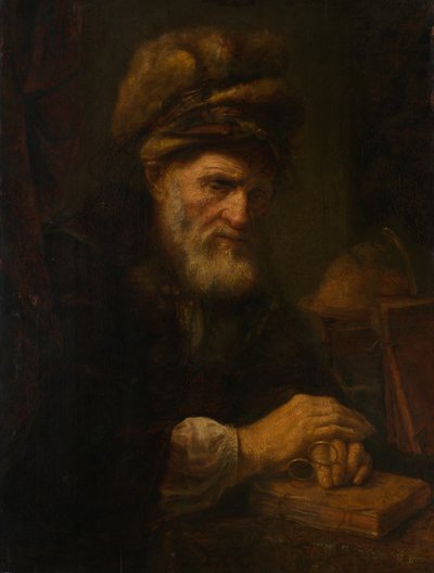 Un vieil homme avec un bonnet de fourrure - Karel van der Pluym