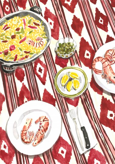 Repas à base de paella espagnole - Karen Menzenbach