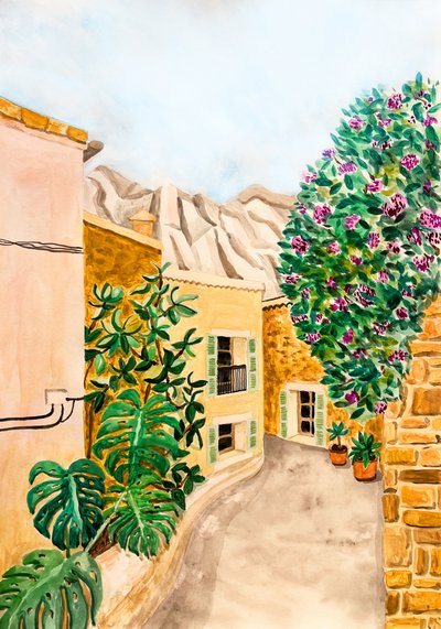 Une rue ensoleillée dans un village européen - Karen Menzenbach