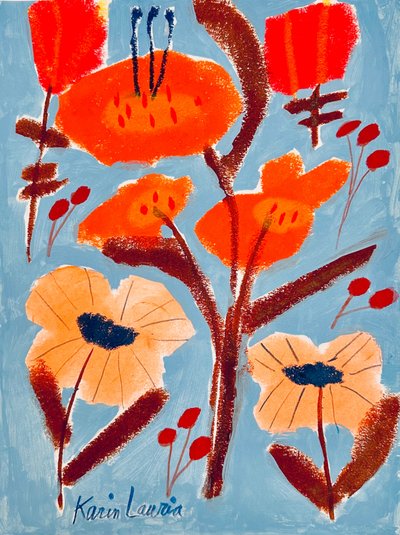 Abstrait floral éclatant - Karin Lauria