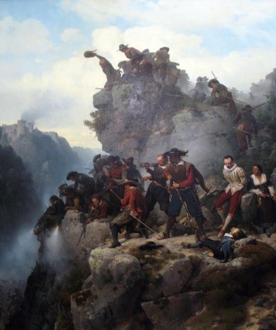 Tireurs défendant un col - Carl Friedrich Lessing