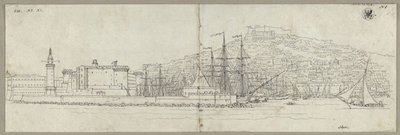 Vue de Naples avec le port, le Castel Nuovo, le phare et le Castel Sant