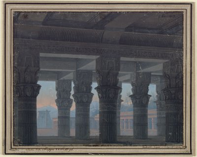 La Flûte enchantée. Opéra de Wolfgang Amadeus Mozart. Projet pour le 8e décor. Vestibule du labyrinthe - Karl Friedrich Schinkel