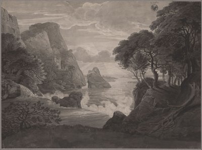 Paysage côtier rocheux avec un château - Karl Friedrich Schinkel