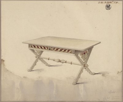 Potsdam. Château de Babelsberg (?). Projet pour une table inclinée - Karl Friedrich Schinkel