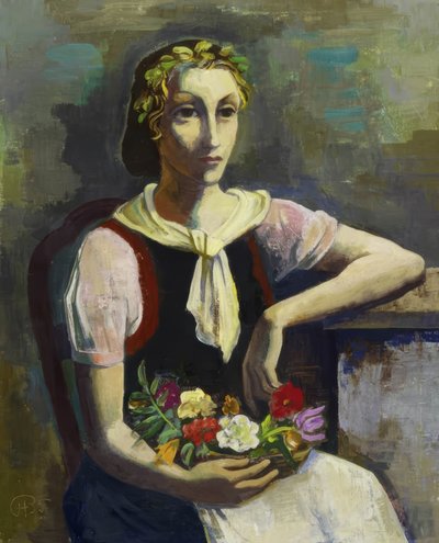 fille aux fleurs - Karl Hofer