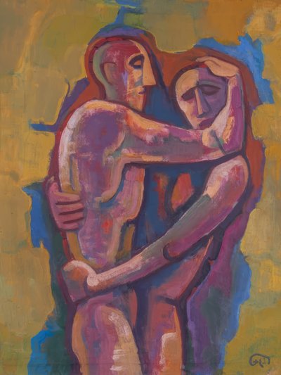 Hommes luttant - Karl Hofer