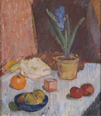 Composition avec jacinthe, fruits et bol bleu - Karl Isakson