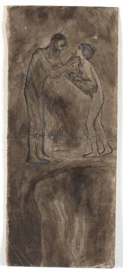 Esquisse de composition, homme et femme nus avec enfant. En bas, à l