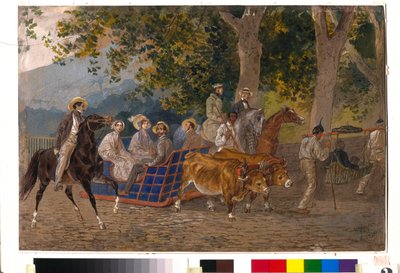 Promenade dans un attelage tiré par des bœufs, à cheval ou dans une litière - Karl Pavlovich Bryullov