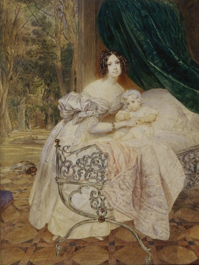 Portrait de Maria Buteneva avec sa fille Maria, 1835 - Karl Pavlovich Bryullov