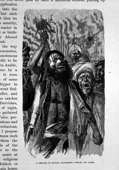 Un derviche en excitation extatique perçant sa joue - Karl Wilhelm Gentz