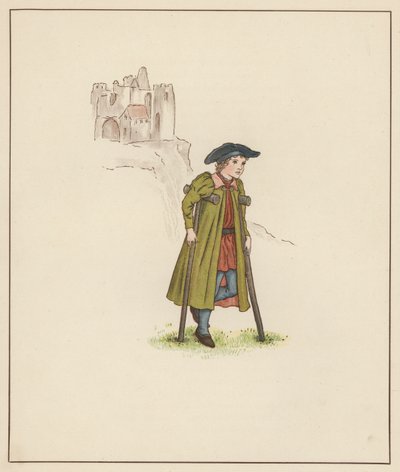 Illustration de Kate Greenaway pour Le Joueur de Flûte de Hamelin par Robert Browning (lithographie en couleur) - Kate (after) Greenaway