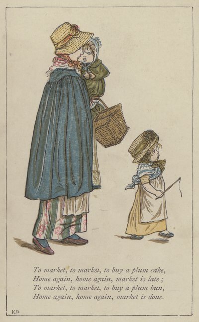 Au marché, au marché, pour acheter un gâteau aux prunes - Kate Greenaway