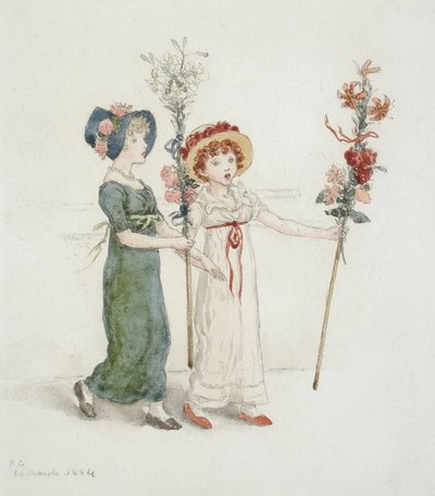 Deux enfants avec des bâtons - Kate Greenaway