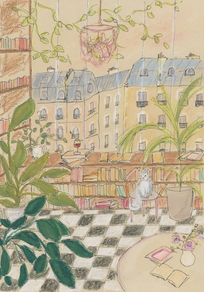 Chat de librairie parisienne ancienne - Katharina Puritscher