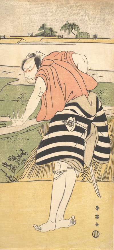 Onoe Matsusuke en homme debout sur un chemin à travers les rizières, vers 1797 - Katsukawa Shun