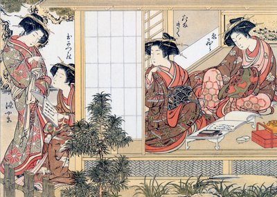 Courtisanes japonaises lisant et écrivant, vers 1776 - Katsukawa Shunsho