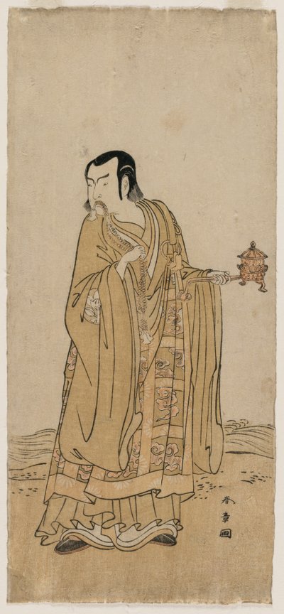 Ichimura Uzaemon IX en tant que Shingen dans Une chaîne de perles de prière secouée à un ruban de cascade - Katsukawa Shunsho