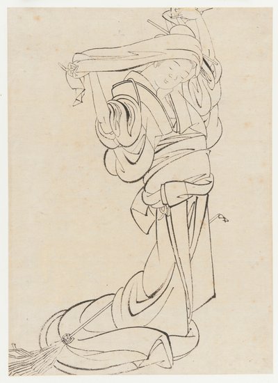 Une Servante préparant à épousseter, période Edo - Katsushika Hokusai