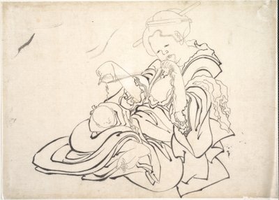 Une femme et un bébé - Katsushika Hokusai