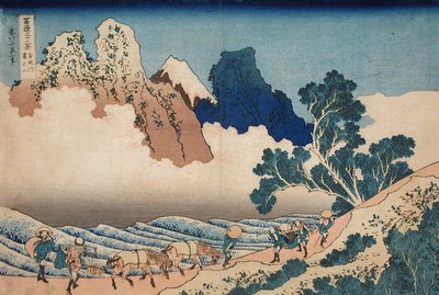 Vue arrière du mont Fuji depuis la rivière Minobu - Katsushika Hokusai