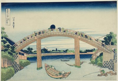 Sous le pont Mannen à Fukagawa (Fukagawa Mannenbashi shita) de la série "Trente-six vues du mont Fuji (Fugaku sanjurokkei)" - Katsushika Hokusai