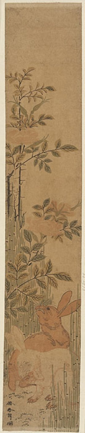 Lièvres et Roses - Katsushika Hokusai