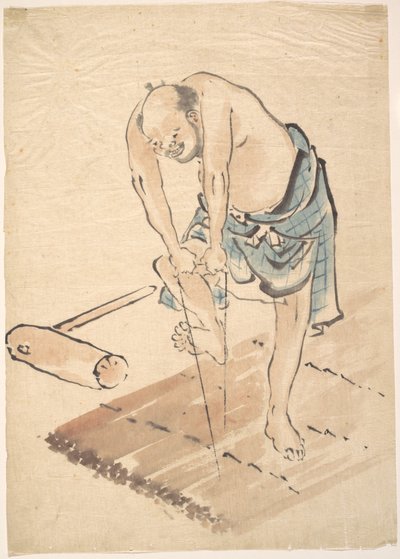 Un homme sur un radeau - Katsushika Hokusai
