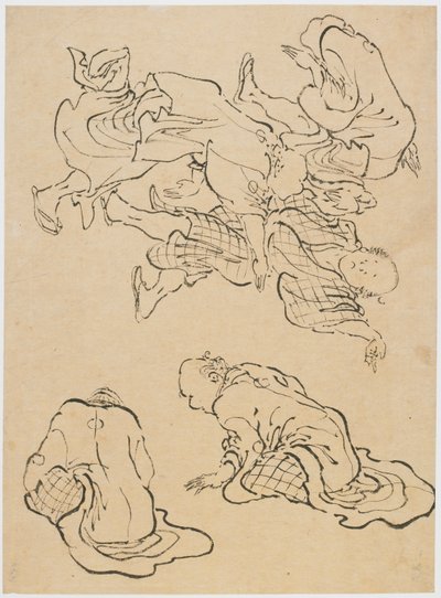 Hommes dansant et figures diverses, fin XVIIIe-début XIXe siècle - Katsushika Hokusai