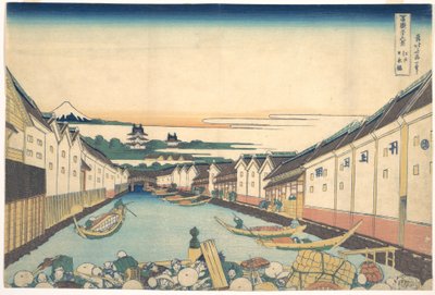 Nihonbashi à Edo (Edo Nihonbashi), tiré de la série « Les trente-six vues du mont Fuji » (Fugaku sanjūrokkei) - Katsushika Hokusai