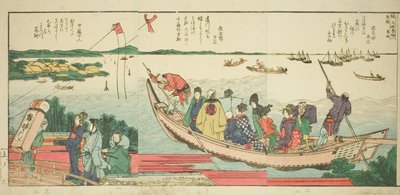 Pages du livre illustré "Vues Panoramiques le Long des Rives de la Rivière Sumida (Ehon Sumidagawa ryogan ichiran)" - Katsushika Hokusai