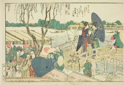Pages du livre illustré "Vues panoramiques le long des rives de la rivière Sumida (Ehon Sumidagawa ryogan ichiran)" - Katsushika Hokusai