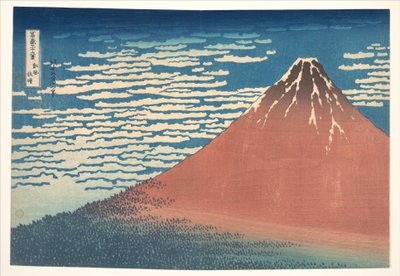 « Vent du sud, ciel dégagé » (Gaifū kaisei), également connu sous le nom de « Fuji rouge », tiré de la série « Les trente-six vues du mont Fuji » (Fugaku sanjūrokkei) - Katsushika Hokusai