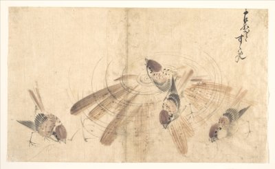 Moineaux - Katsushika Hokusai