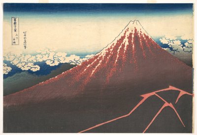 Tempête au pied du mont Fuji (Sanka no haku u), tiré de la série « Les trente-six vues du mont Fuji » (Fugaku sanjūrokkei) - Katsushika Hokusai